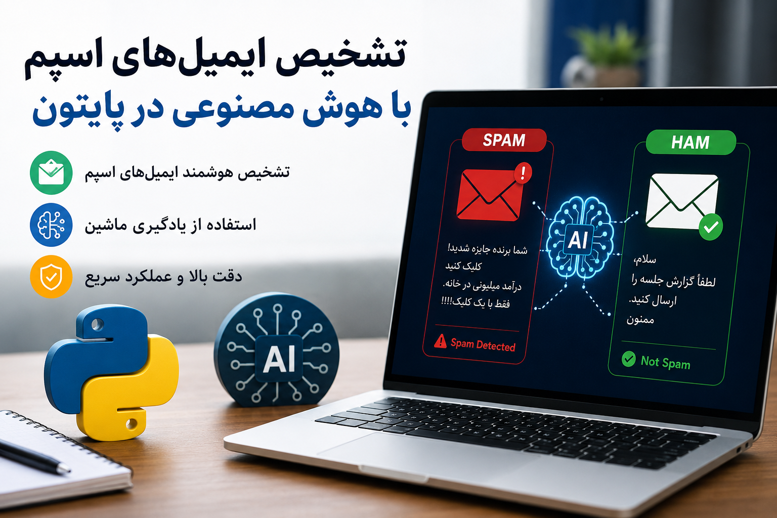 تشخیص ایمیل‌های اسپم با هوش مصنوعی در پایتون